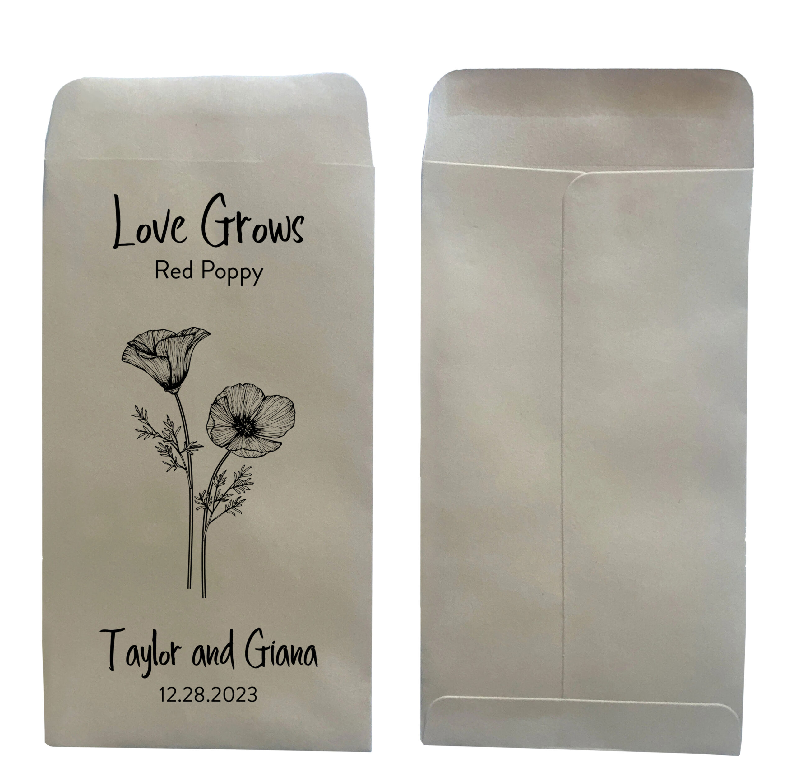 Red Poppy Favor Seed Favor Packet